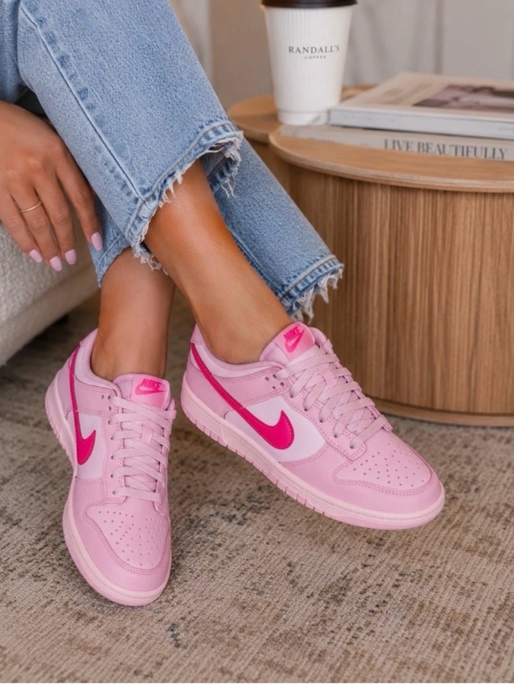 Nike Women’s Dunk Low Triple pink color Foam Hyper pink size 7.